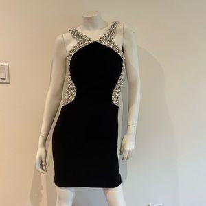 Beaded sexy fitted cocktail length dress.